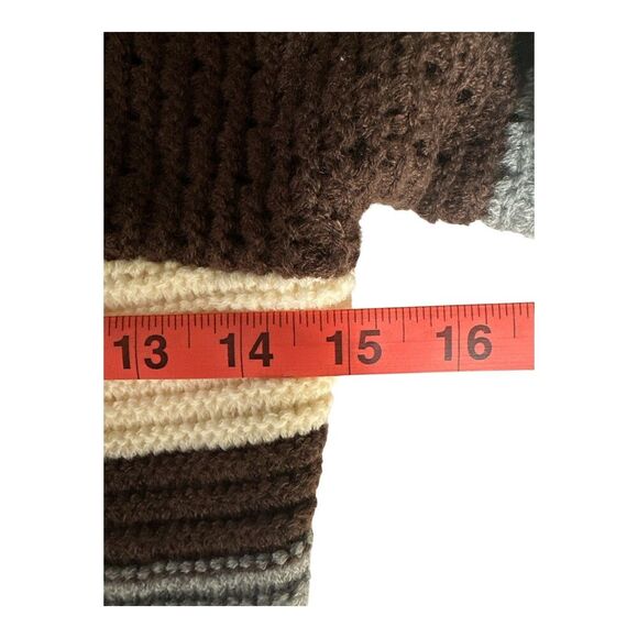 SHEIN Colorblock Knit Crop Sweater Women’s S White Brown Gray Acrylic Top - Picture 7 of 8